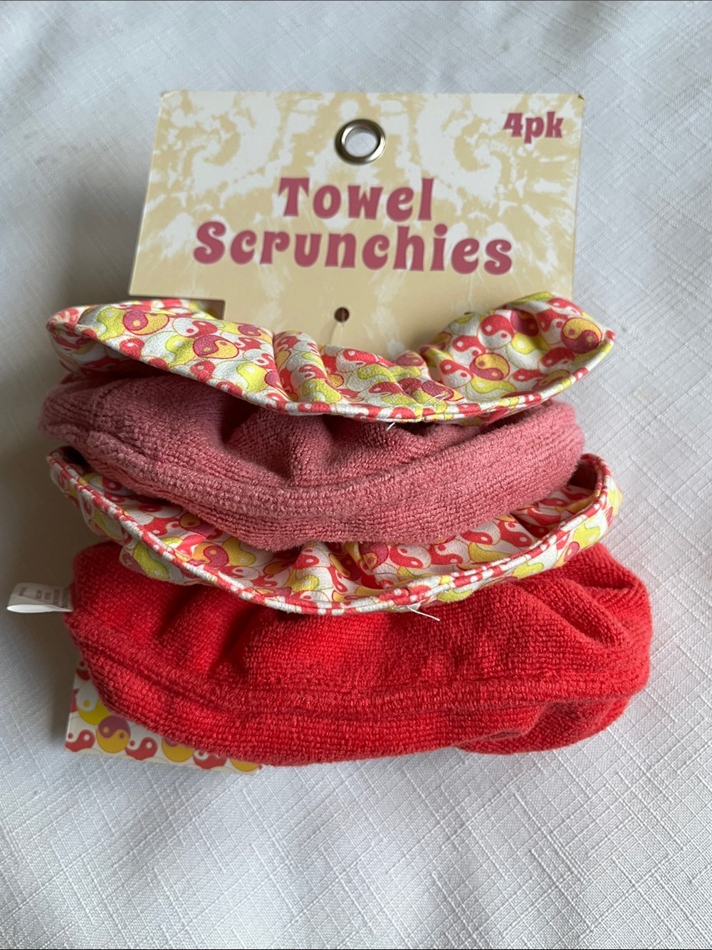 NEW Towel Scrunchies Hair Accessories 
Pink & Patterned 
Four pack
New!